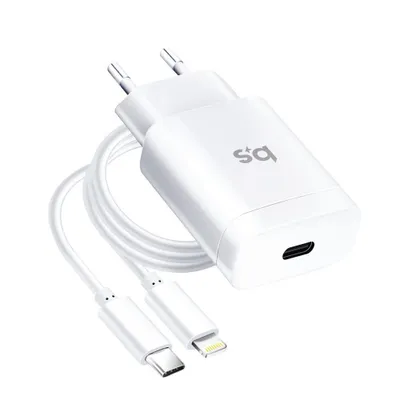 Immagine prodotto di Caricatore da parete Type-C 18W 3A con cavo USB-C compatibile con iPhone PD QC4.0 Bianco