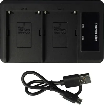 Produktbild von vhbw Dual Micro-USB + USB-C Ladegerät kompatibel mit Panasonic VDR-M55, VDR-M55E-S, VDR-M70 Kamera - Ladeschale + Micro-USB Kabel Ladeanzeige