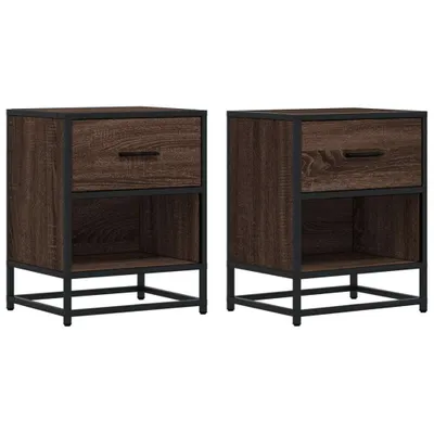 Produktbild von "im Sonderangebot"Nachttisch 2er Set, für Schlafzimmer - elegantes Design - Nachtkommode - Braun Eichen-Optik 40x31x50cm Holzwerkstoff - Nachttische & -schränke DEMöbel810268