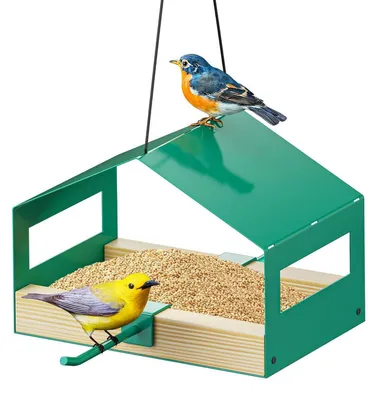Produktbild von Vogelfutterhaus zum Aufhängen Metall wetterfest für Kleinvögel und Gartenvögel