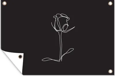 Produktbild von MuchoWow® 60x40 cm Outdoor-Poster Gartendeko Sichtschutz Garten Poster für den Garten  Blume - Rose - Schwarz - Weiß