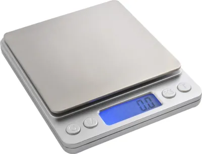 A digital scale on a white background.