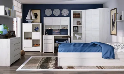 Immagine prodotto di Set per camera dei ragazzi 7 pezzi in rovere bianco con armadio