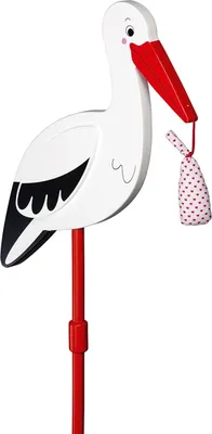 Produktbild von goki 63936 Storch mit Babytuch, rot/schwarz/weiß