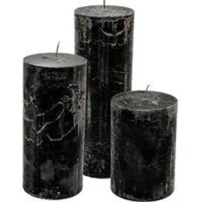 Cactula Stumpenkerzen-Set – Schwarz – 3 Stück