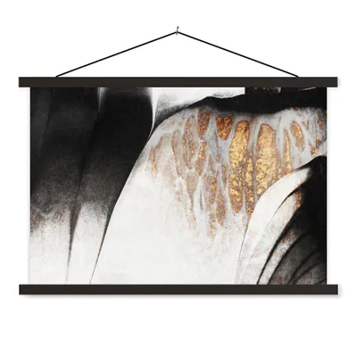Produktbild von MuchoWow® Textilposter Gold - Abstrakt - Design 90x60 cm mit schwarzem Rahmen - Aufhängungssatz