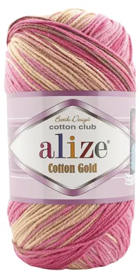 Produktbild von 100g Farbverlaufsgarn Alize Baumwolle Gold Batik mehrfarbig Strickgarn Häkelgarn