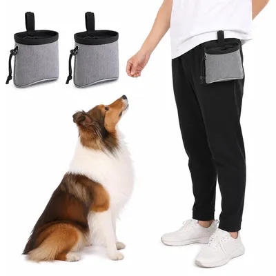 Produktbild von 2er Set Leckerlibeutel für Hunde, Hundetrainings Futtertasche mit Kotbeutelspender, verstellbare Hundetasche aus Oxford-Stoff für Spaziergänge