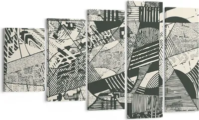 Produktbild von Bild auf Leinwand - Leinwandbild - 5 Teile - Abstraktion Vintage Schwarz - 100x60cm - Wand Bild - Wanddeko - Wandbilder - Leinwanddruck - Bilder - Wanddekoration - Leinwand bilder - EG100x60-5052
