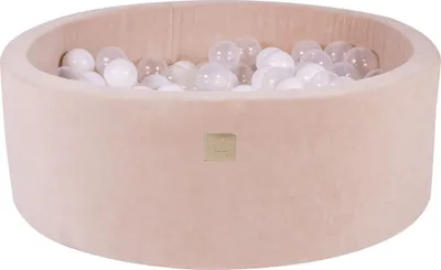Produktbild von Ballenbak VELVET Ecru - 90x30 incl. 200 ballen - Zelf samenstellen