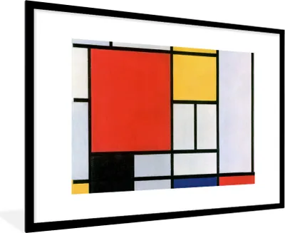 Produktbild von MuchoWow® Gerahmtes Poster Kunst - Mondrian - Alte Meister 90x60 cm - Poster mit Schwarzem Bilderrahmen Wandposter Rahmen Foto Bilder - Wanddekoration - Fotos