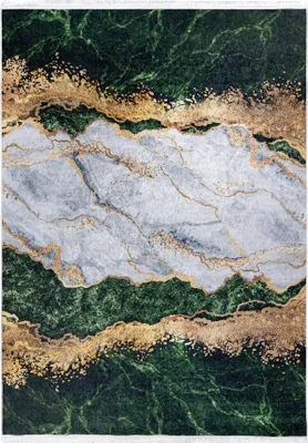Produktbild von Grün, Creme Teppich Mazovia - Glamour, Marmor - Teppich für Wohnzimmer, Schlafzimmer, Büro - Maschinenwaschbar - 120 x 170 cm
