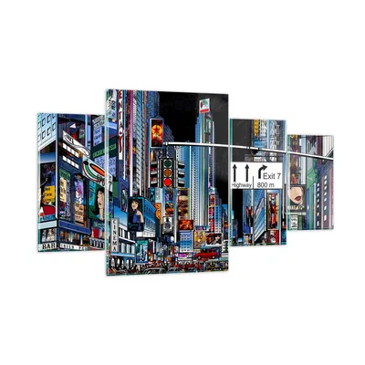 Produktbild von Bilder auf glas - Manhattan New York Straße - 160x90cm - Glasbilder - Wandbilder - Kunstdruck - zum Aufhängen bereit - Wanddekoration aus Glas - Glas Bilder - Wandbild auf Glas - GDL160x90-2720