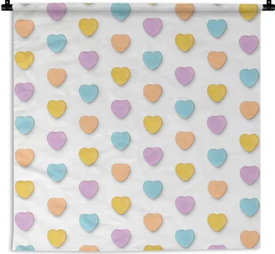 Produktbild von MuchoWow® Wandteppich Wandbehang Pastell - Muster - Herz 150x150 cm Tapisserie Dekoration Wandtuch - Wohnaccessoires - Modernes
