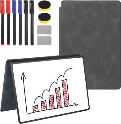 Produktbild von Mini Whiteboard A5, 2 Stück, mit Markern und Wischer, für Büro und Schule