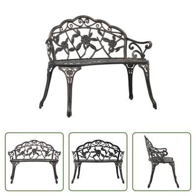 Image de The Living Store Banc de jardin 100 cm fonte d'aluminium bronze