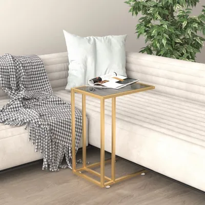 Produktbild von Möbel Computer-Beistelltisch Schwarz 50x35x65 cm Hartglas - Beistelltische &12299