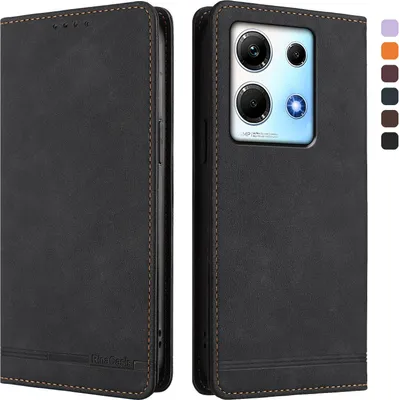 Produktbild von Hülle für Infinix Note 30 4G/Note 30 5G, Retro Kunstleder Ständer Klapphülle mit Kartenfächer und Magnetische Schwarz