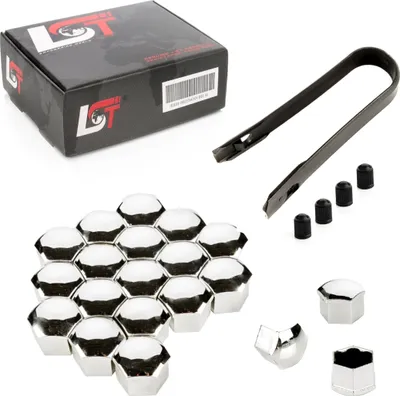 Produktbild von 20x Radschrauben Kappen Abdeckkappen Set 17 mm chromfarben für VW SEAT SKODA