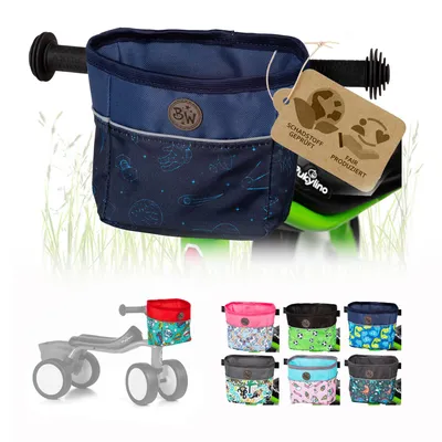 Produktbild von BAMBINIWELT Lenkerkorb für Kinder Lenkertasche kompatibel mit Pukylino Wutsch Fitsch Puky OFFEN für Dreirad Laufrad Rutschfahrzeuge (Modell 22)