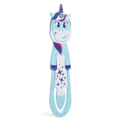 Produktbild von Flexilight Pals Leselicht (Einhorn) - blau - 2 in 1 Leselampe & Lesezeichen - LED Leselicht - Geschenk für Leser, Buchliebhaber - Deutsche Ausgabe