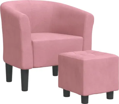 Image de Chaise cabriolet avec repose-pied rose velours