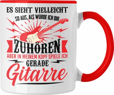 Produktbild von Trendation - Gitarrist Geschenk Gitarre Tasse mit Spruch - Kaffeetasse für Gitarrenspieler Geschenkidee (Rot)