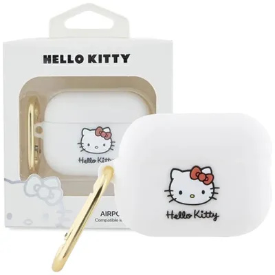 Produktbild von Hello Kitty HKAP23DKHSH Airpods Pro 2 (2022/2023) cover weiß Silicone 3D Kitty Head Schutzhülle