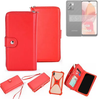 Produktbild von K-S-Trade 2in1 Schutzhülle Portemonnee Handyhülle mit Bumper kompatibel mit Doogee N50 Pro Hülle Case Etui Geldbörse Smartphone rot (1x)