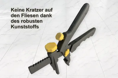 Produktbild von HexPro Fliesen Nivelliersystem 1mm 1,5mm 2mm Laschen, Fliesenstärke bis 15mm Fliesenkeile, Verlegehilfe Set (Zange) Fliesenzange Bodenzange