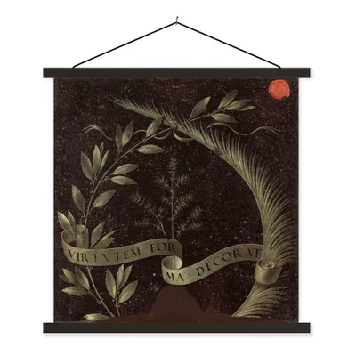 Produktbild von MuchoWow® Textilposter Ginevra de' Benci Rückseite - Leonardo da Vinci 90x90 cm mit schwarzem Rahmen - Magnetisches