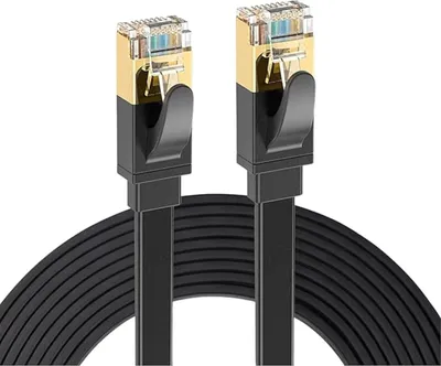 Zdjęcie produktu dla Elfcam - Kabel sieciowy Cat 7 LAN płaski kabel Ethernet RJ45 ekranowany SFTP - 30 m (płaski czarny), 10 Gbps, 600 MHz, 100% miedź, ultraszybki, wolny od zakłóceń, idealny do PC, konsoli, routera, modemu, skrzynki światłowodowej