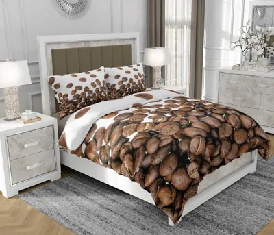 Obrázek produktu pro Povlečení 140x200 cm + 2x70x80 cm, 3dílná sada, 100% bavlna, satyna, zip, Káva, Tmavě hnědý - SOVIO | So.0036
