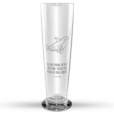 Produktbild von Mr. & Mrs. Panda Bierglas Orca - Transparent - Geschenk, Glasbecher, Wal, Meer, Bier Glas, Orcas, Neustart, Motivation, Glasbierglas, Trinkglas, Bierbecher
