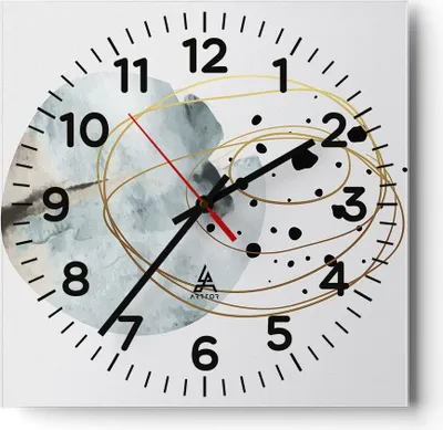 Produktbild von Wanduhr - Quadrat - Glasuhr - Modern Abstraktion Flecken - 40x40cm - Schleichendes Uhrwerk - Lautlos - zum Aufhängen bereit - Dekoration Modern - Wanddekoration aus Glas - C4AC40x40-4782