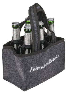Produktbild von Stylischer Flaschenträger – Flaschenbeutel für 6 Flaschen – Herrenhandtasche – Hochwertiges Filz – 24 x 15 x 15 cm – Perfekt für Grillpartys – Bierflaschen