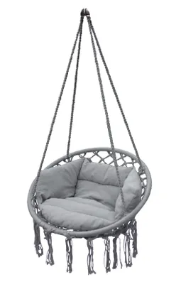 Image de Relax fauteuil suspendu 80 x 60 cm - gris clair - panier suspendu avec coussins pour l'intérieur et l'extérieur