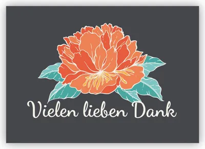 Produktbild von Elegante Blumen Dankeskarte mit Hibiskusblüte, edles grau: Vielen lieben Dank