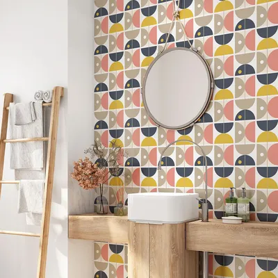 Produktbild von Klebefolie für Badezimmer - Lumaléa - Geometrisches Motiv - Klebefolie + MATT-Schutz - 90 x 90 cm