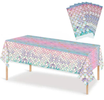 Productafbeelding van Tafelkleed met zeemeerminnenmotief, verjaardag, 6 stuks, 137 x 274 cm, kunststof