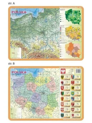 Obrázok produktu pre Poľsko Dvojstranná učebná karta – Fyzická/Správa