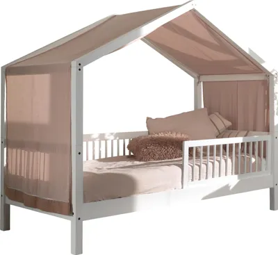 Produktbild von Hausbett >Buche Massiv< in Buche massiv weiß lackiert - 207,5x170x97,5 (BxHxT)