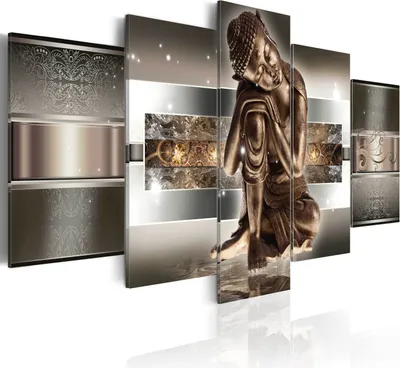 Image de Toiles 200 x 100 cm 020113- 289 Toile intissé 5 pièces Impression artistique moderne Tableaux muraux XXL Décoration murale Design Tableau mural BUDDHA