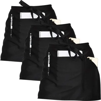 Produktbild von JOEJI’S KITCHEN Malschürze »Joejis 3 kellnerschürze Schwarze Kellner Schürze mit 3 Taschen bistroschürze Kellnerschürze Kochschürze Backschürze für Küche, Restaurant, café, Bistro«, (3-tlg)