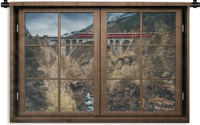 Produktbild von MuchoWow® Wandteppich Wandbehang Aussicht - Zug - Berg 150x100 cm Tapisserie Dekoration Wandtuch - Waschbar - Tapisserien - Wand-Decke
