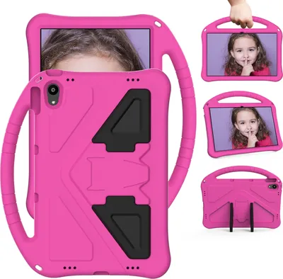 Produktbild von Kinder Hülle für Motorola Moto Tab G70, Eva Leichte Stoßfeste Faltbarem Ständer, Kids Griff Schutzhülle Rosa