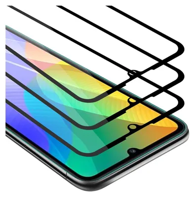 Immagine prodotto di Cadorabo 3x Pellicola protettiva a schermo intero per Huawei Y6P in nero Vetro protettivo del display temperato