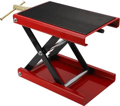 Immagine prodotto di Sollevatore per moto - Sollevatore a forbice centrale - Capacità di carico 500 kg - Tavolo elevatore - Per moto e ATV - Cavalletto di montaggio - Rosso