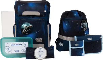 Produktbild von School-Mood Rebel mit LED Patchy Schulranzen-Set 8-teilig Moritz dunkelblau