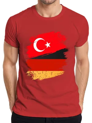 Produktbild von Türkische Deutsche Flagge Türkei Deutschland Fußball Fan Trikot Herren T-Shirt, Rot, XXL